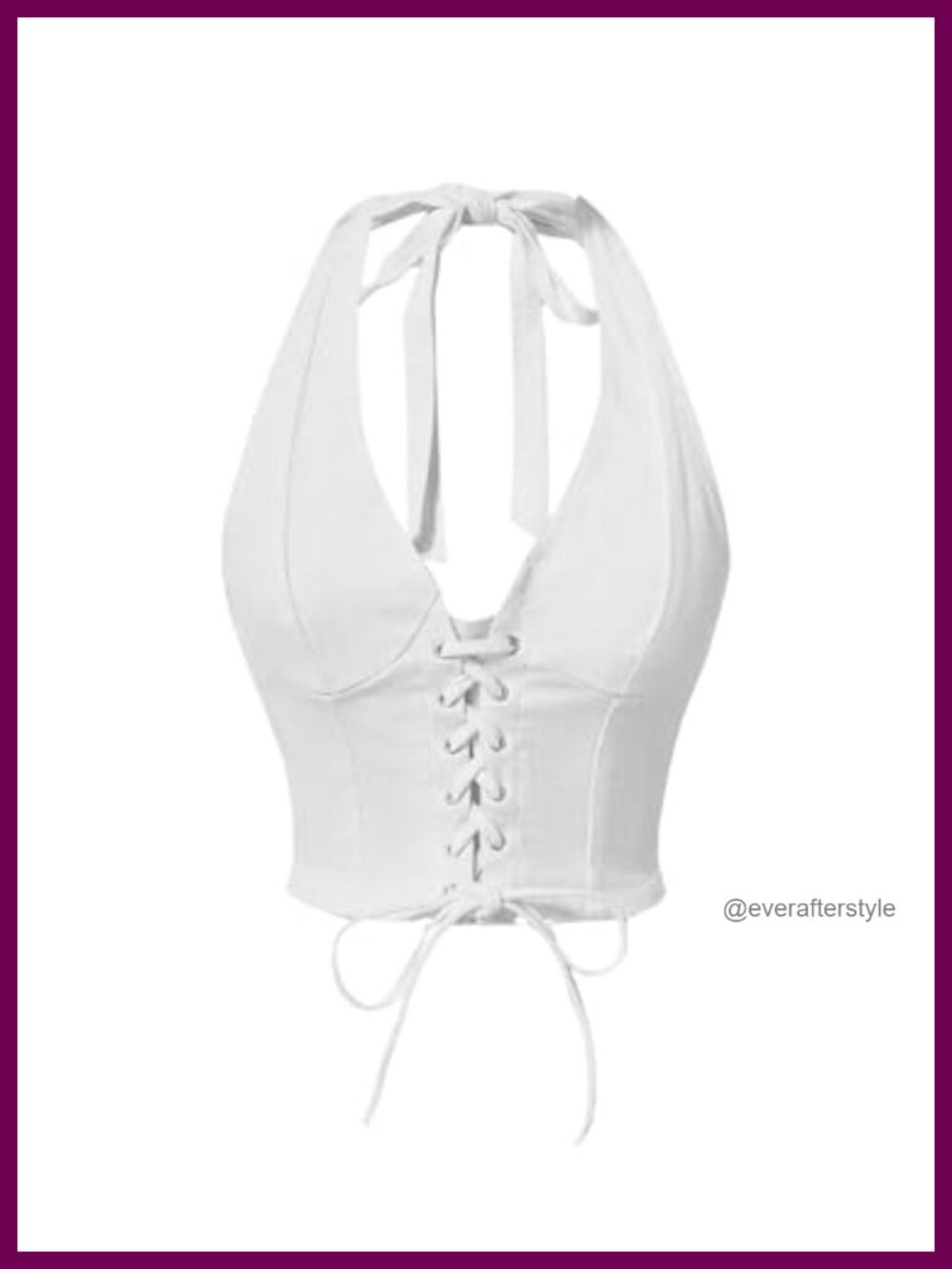 Women Y2K Lace Up Backless Halter Crop Tank Top Smocked Grommet Sleeveless